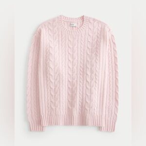 Hollister Comfy Cloud Cable Knit Crew Sweater in Light Pink